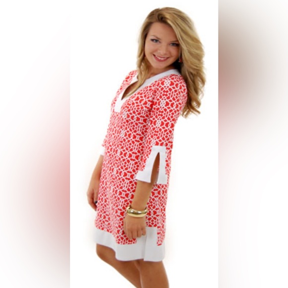 Jude Connally Holly Dress Pink white geometric tunic dress M Medium - Picture 3 of 16